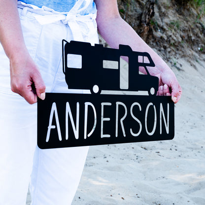 Custom Metal Camper Van Plaque Sign | Camper Decor | Camping Gift | Campsite Sign | Outdoor Camp Cabin Decor | Camping Family Name Sign