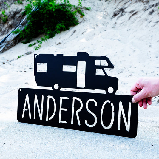 Custom Metal Camper Van Plaque Sign | Camper Decor | Camping Gift | Campsite Sign | Outdoor Camp Cabin Decor | Camping Family Name Sign