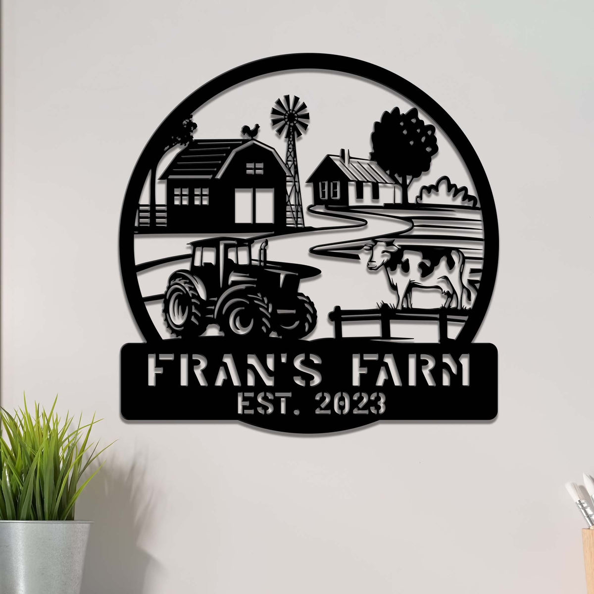 Custom Metal Farmhouse Sign with LED Lights, Ranch Decor