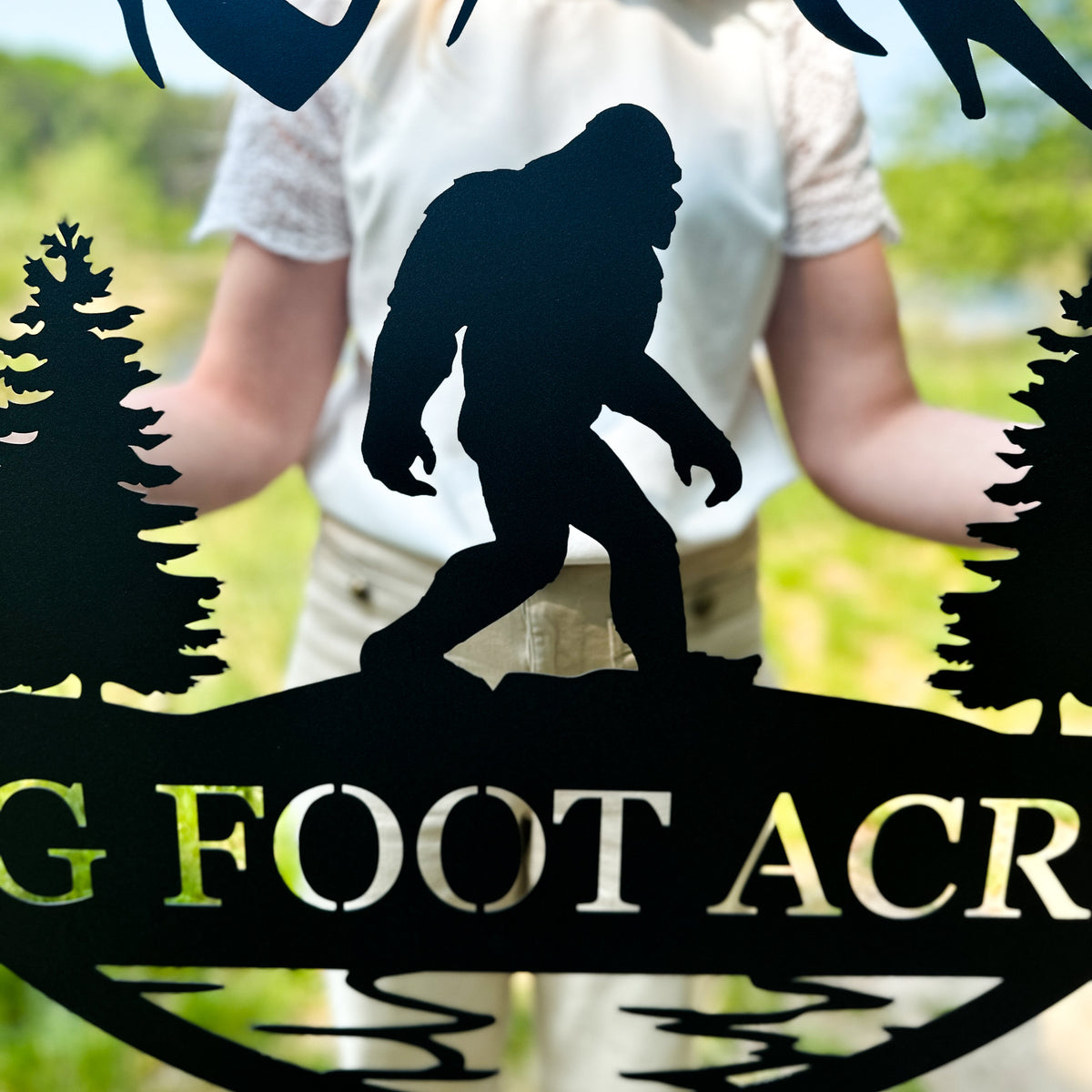 Outdoor Sasquatch Custom Name Metal Sign | Bigfoot Mountain Metal Sign | Metal Sasquatch | Bigfoot Yard Decor | Bigfoot Yard Art | Yeti Sign