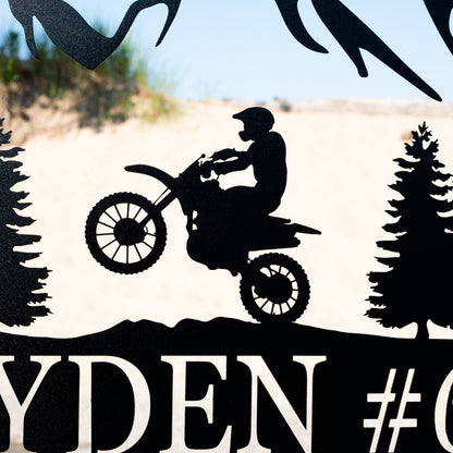 Personalized Dirt Bike Outdoor Metal Wall Art | Motocross Decor Dirt Bike Decor | Biker Name Metal Sign | Motorcycle Biker Gift | Dirtbike