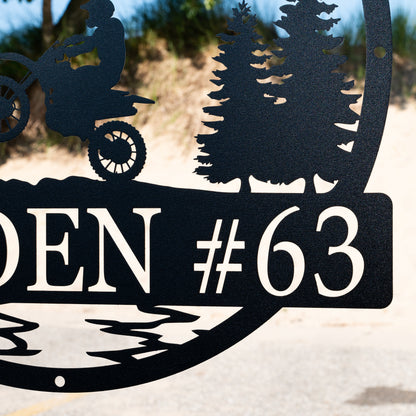 Personalized Dirt Bike Outdoor Metal Wall Art | Motocross Decor Dirt Bike Decor | Biker Name Metal Sign | Motorcycle Biker Gift | Dirtbike