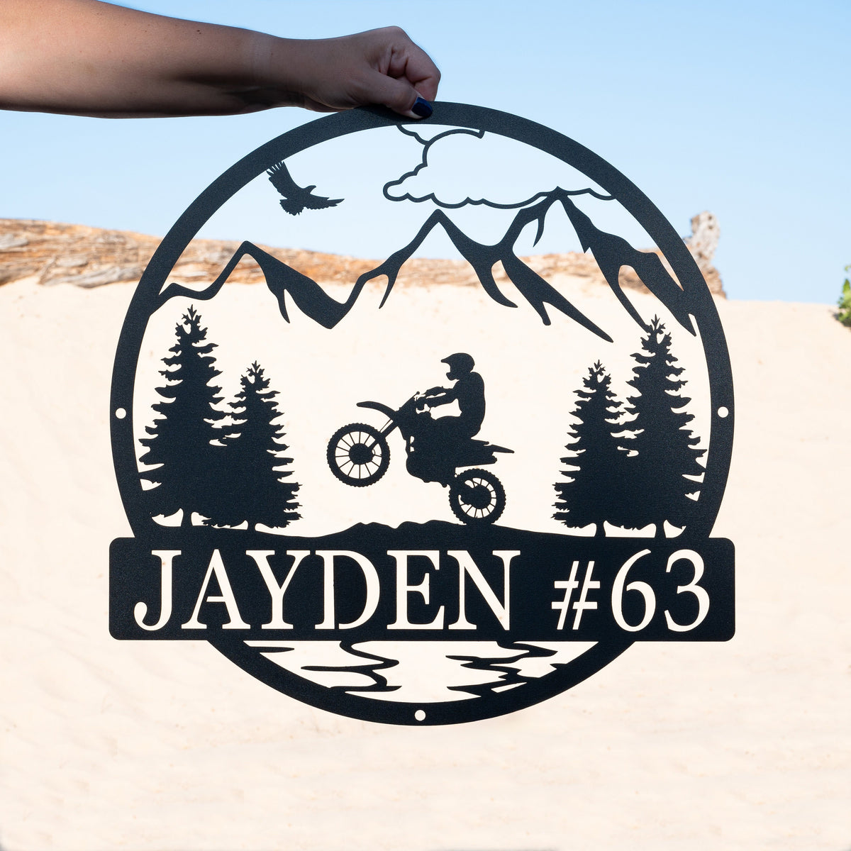 Personalized Dirt Bike Outdoor Metal Wall Art | Motocross Decor Dirt Bike Decor | Biker Name Metal Sign | Motorcycle Biker Gift | Dirtbike
