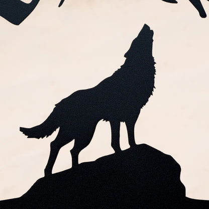 Personalized Wolf Howling Metal Ranch Sign | Custom Wolf Name Sign | Great Outdoor | Weatherproof Sign | Farm Sign | Custom Metal Cabin Sign