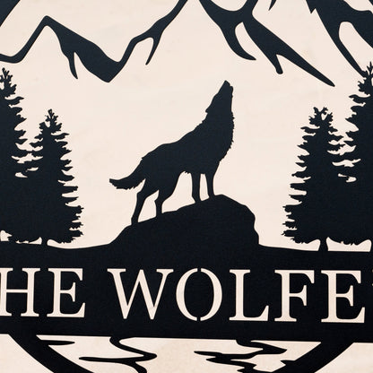 Personalized Wolf Howling Metal Ranch Sign | Custom Wolf Name Sign | Great Outdoor | Weatherproof Sign | Farm Sign | Custom Metal Cabin Sign