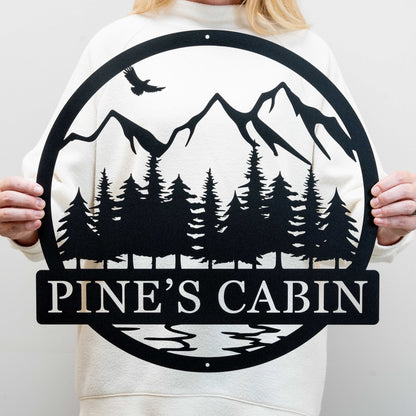 Outdoor Tree Decor with Name | Metal Welcome Sign for Front Porch | Tree Wall Art | Rustic Cabin Decor | Farmhouse Decor | Family Name Sign