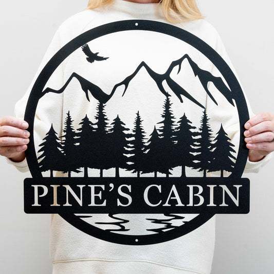 Outdoor Tree Decor with Name | Metal Welcome Sign for Front Porch | Tree Wall Art | Rustic Cabin Decor | Farmhouse Decor | Family Name Sign