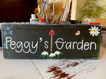 Custom Hand-Painted Floral Wood Address Sign, Personalized Yard Decor