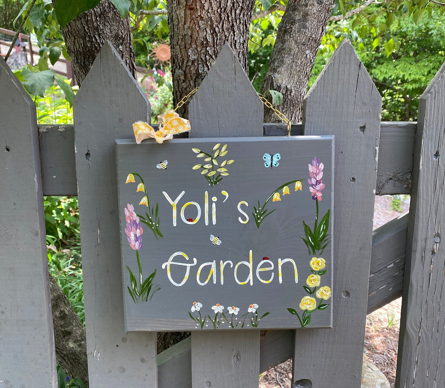 Custom Hand-Painted Floral Wood Address Sign, Personalized Yard Decor