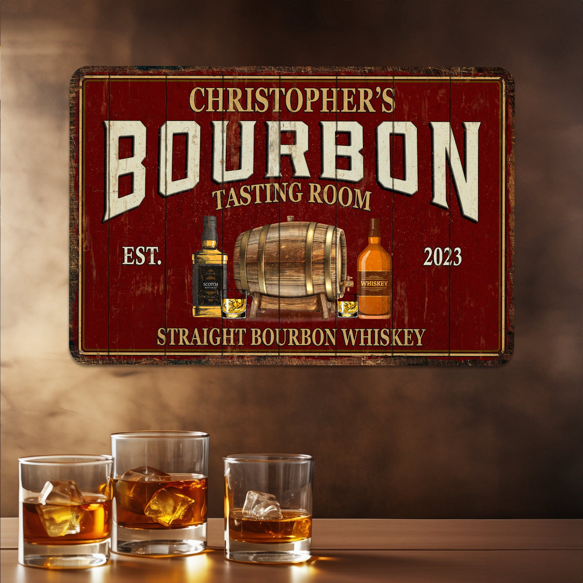 Personalized Bourbon Sign, Bourbon Gifts, Gift For Him, Bourbon Lover Gifts, Bourbon Decor, Custom Bar Decor, Custom Signs, Alcohol Sign