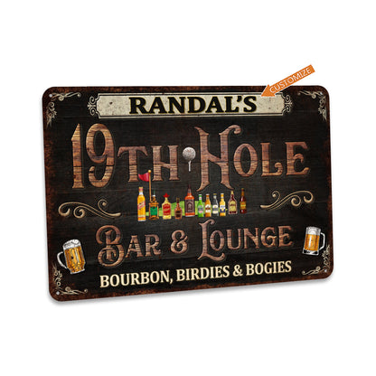 Custom Bar Sign 19th Hole Sign Personalized Gift For Golfer Vintage Home Bar Wall Art Funny Metal Sign Gifts For Dad 108122002191