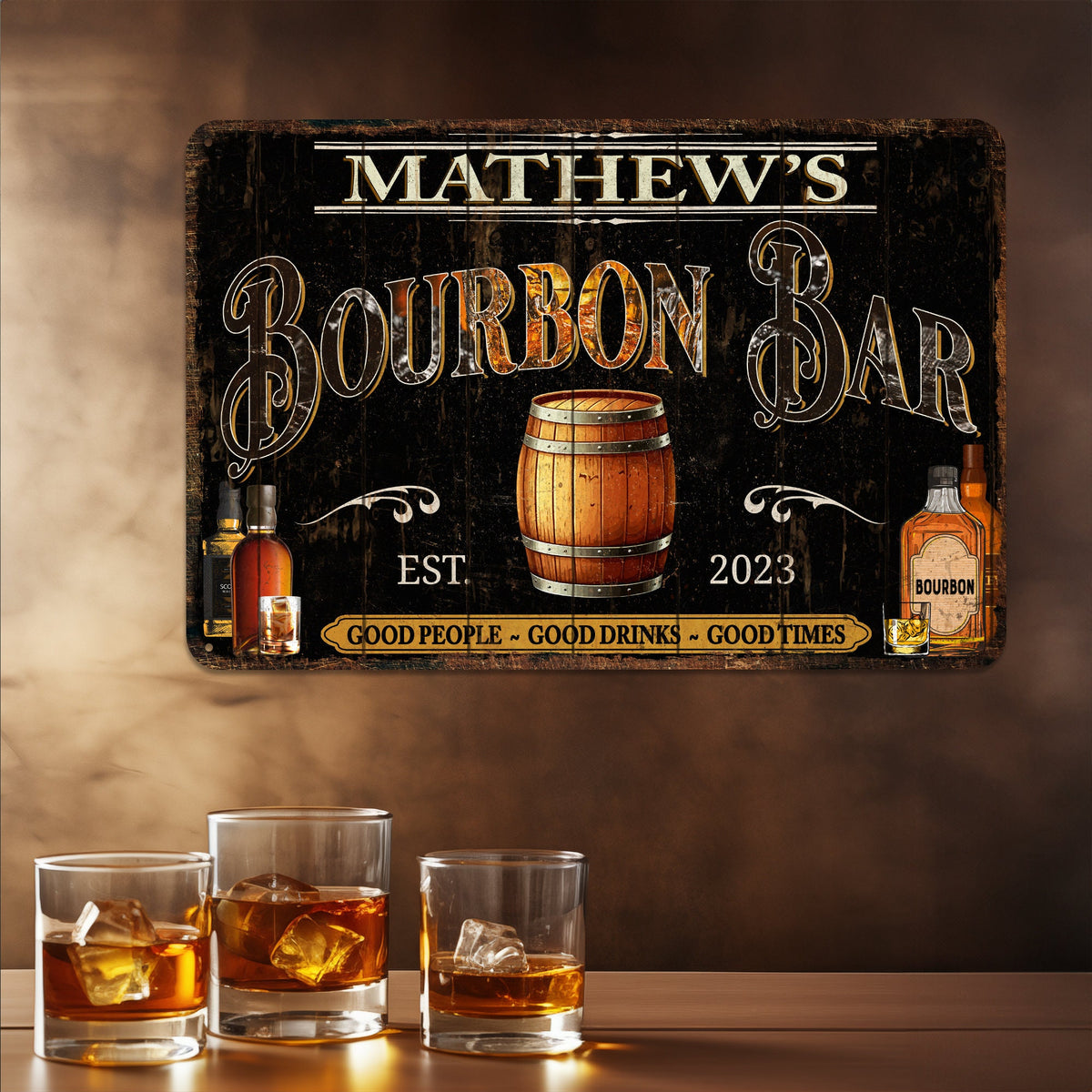Custom Bar Sign, Personalized Signs, Bourbon Gifts, Gift For Him, Bourbon Lover, Bourbon Sign, Alcohol Sign, Home Bar Decor, Bar Wall Art