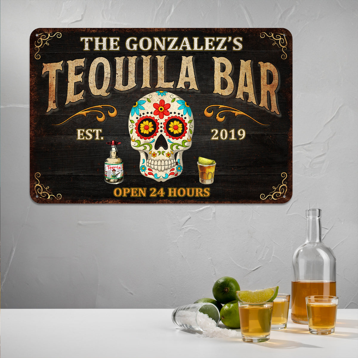 Custom Tequila Sign, Personalized Gifts, Tequila Gifts, Tequila Lover, Gift For Her, Gift For Him, Dia De Los Muertos, Home Bar Sign,Alcohol