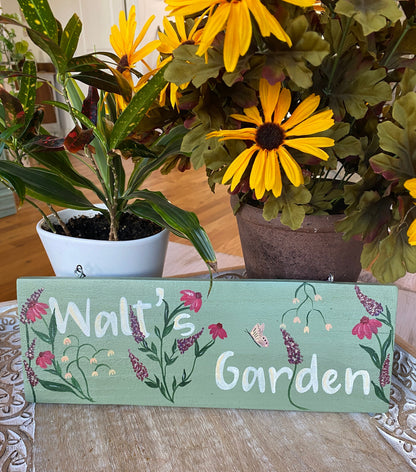Custom Hand-Painted Floral Wood Address Sign, Personalized Yard Decor