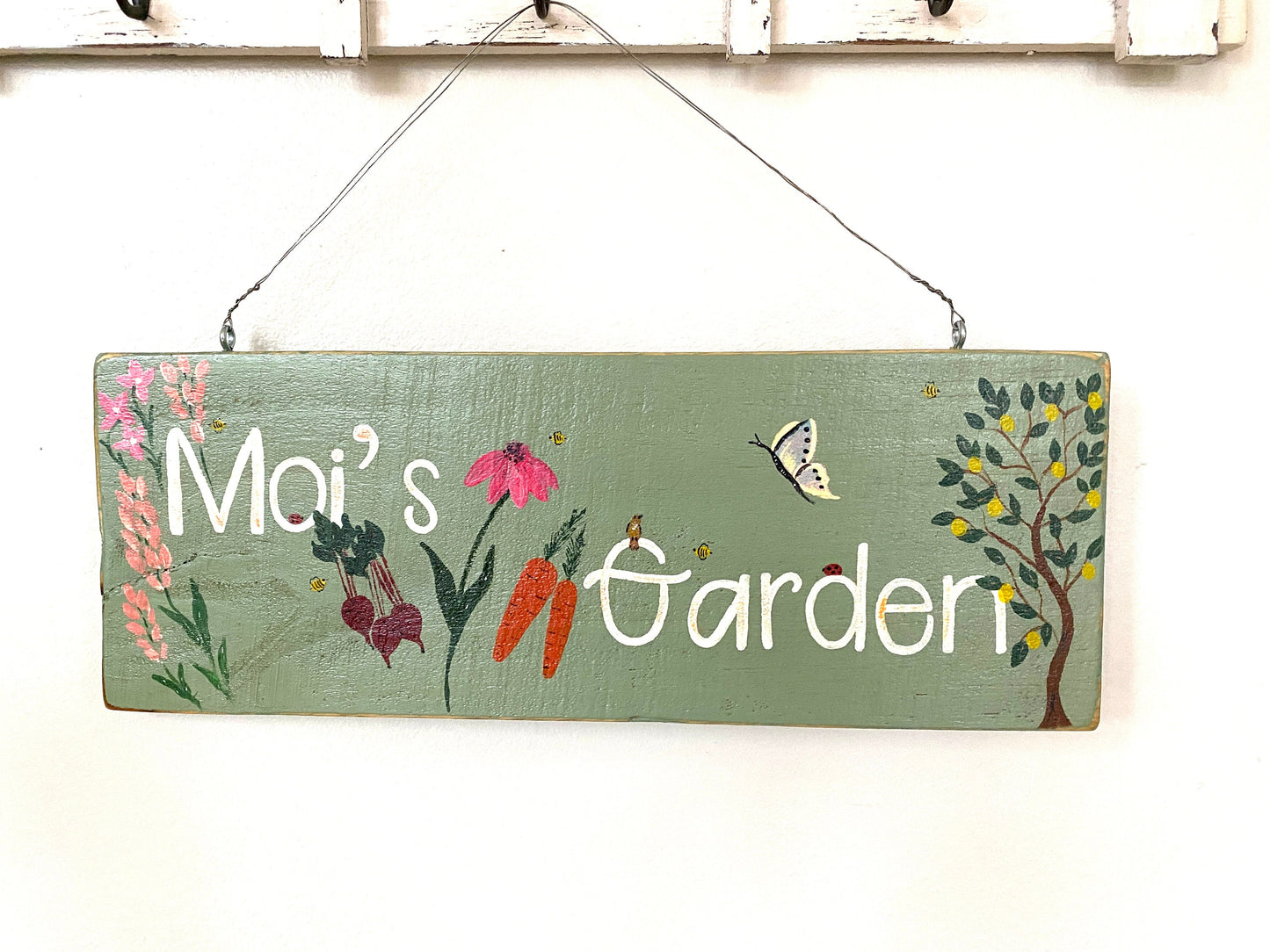 Custom Hand-Painted Floral Wood Address Sign, Personalized Yard Decor