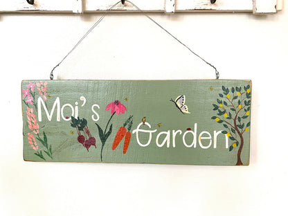 Custom Hand-Painted Floral Wood Address Sign, Personalized Yard Decor