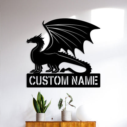 Custom Dragon Metal Sign with LED Lights, Personalized Wall Decor