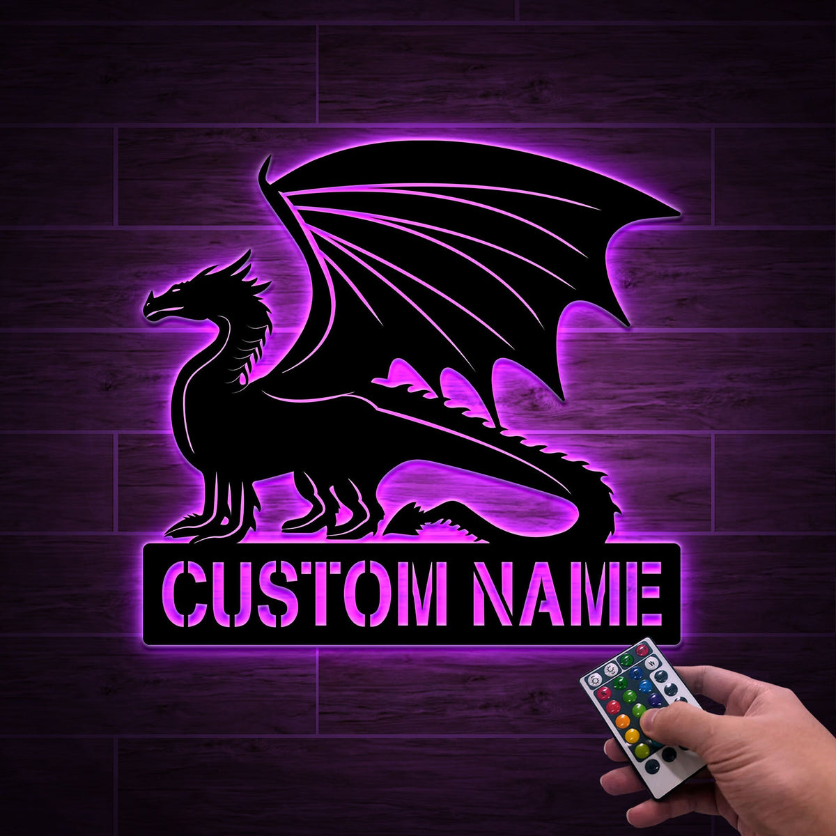 Custom Dragon Metal Sign with LED Lights, Personalized Wall Decor