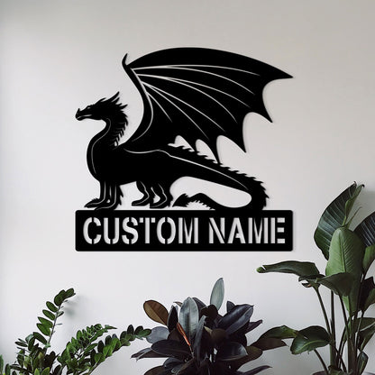 Custom Dragon Metal Sign with LED Lights, Personalized Wall Decor