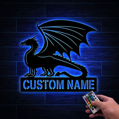 Custom Dragon Metal Sign with LED Lights, Personalized Wall Decor
