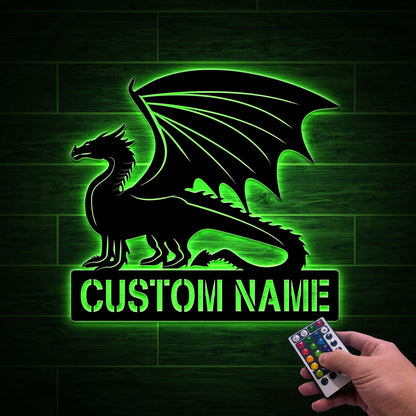 Custom Dragon Metal Sign with LED Lights, Personalized Wall Decor