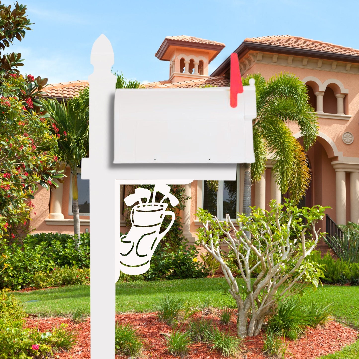 Golf Bag Mailbox Bracket - Coastal Outdoor Decor (12x16 inch)