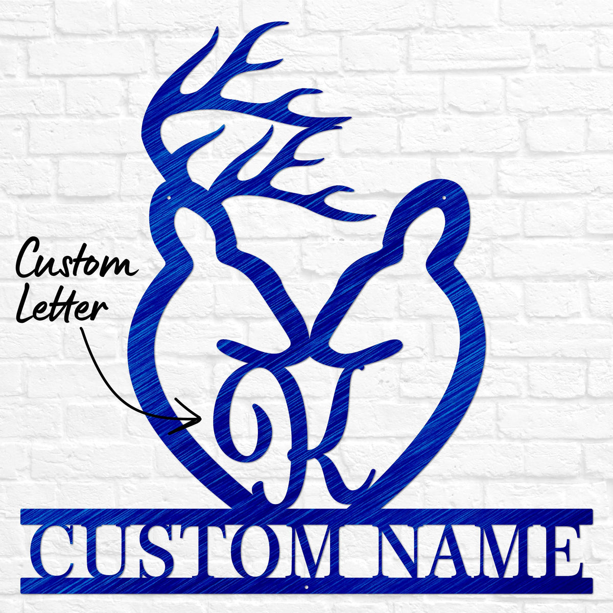 Metal Deer Letter Monogram with Names | Cabin Wall Monogram Sign | Deer Hunter Gift | Couples Gift | Letter Decor | Wedding Gift, Metal Sign