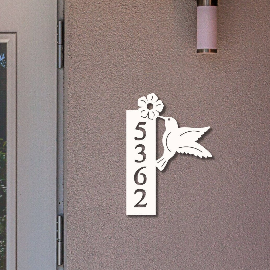 Hummingbird Address Plaque - Coastal Outdoor Number Sign (10.5x15")