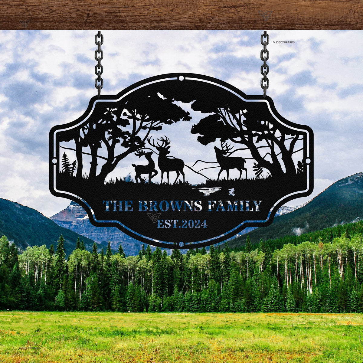 Personalized Deer Metal Cabin Sign, Deer Hunter Gift, Custom Family Name Sign, Custom Last Name Monogram, Outdoor Decor, Cabin Decor