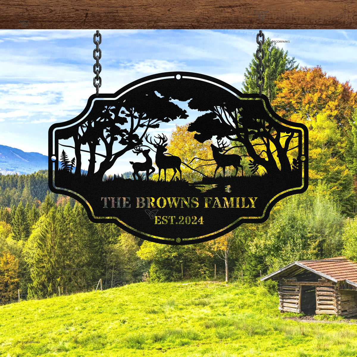 Personalized Deer Metal Cabin Sign, Deer Hunter Gift, Custom Family Name Sign, Custom Last Name Monogram, Outdoor Decor, Cabin Decor