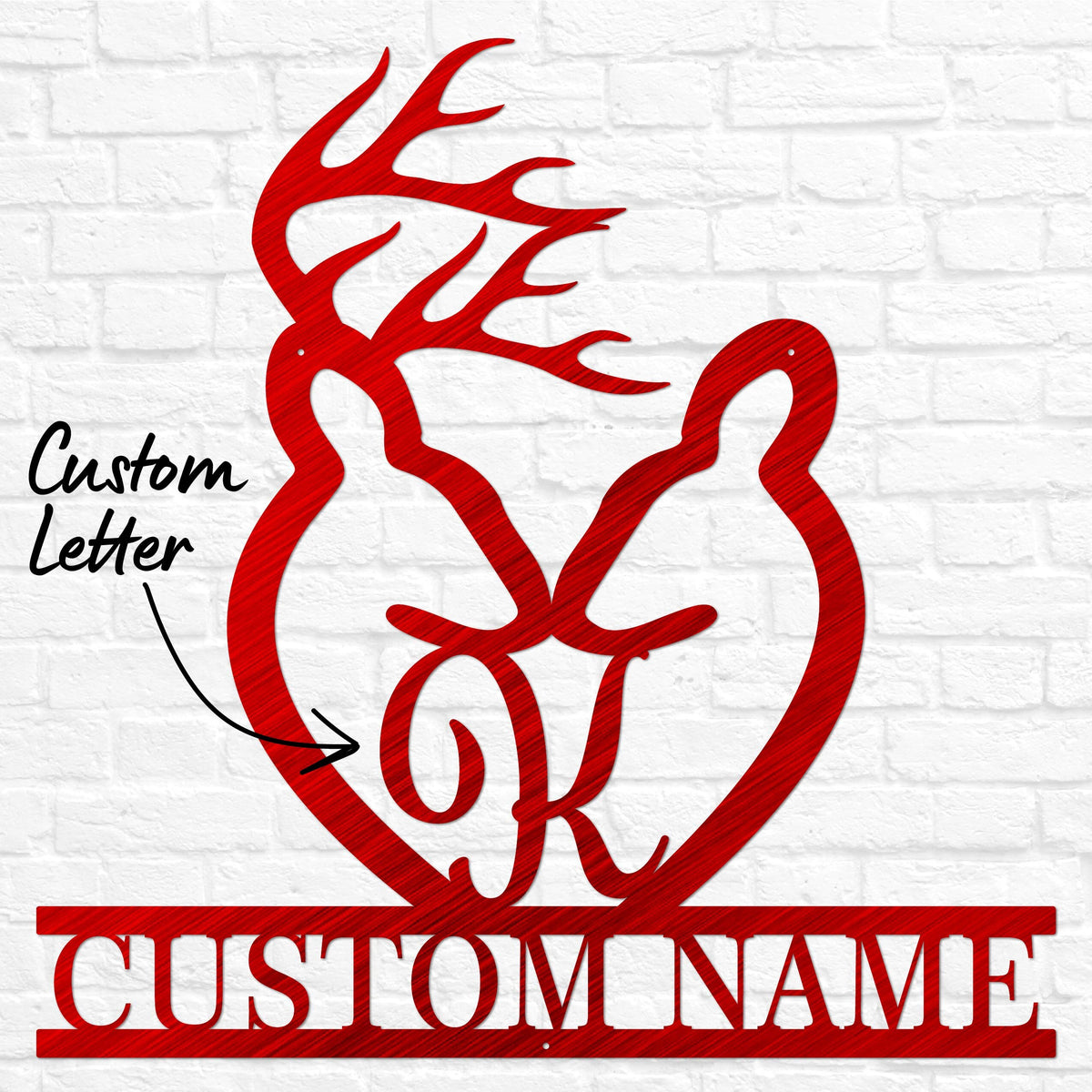Metal Deer Letter Monogram with Names | Cabin Wall Monogram Sign | Deer Hunter Gift | Couples Gift | Letter Decor | Wedding Gift, Metal Sign