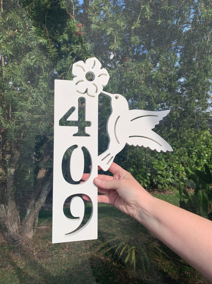 Hummingbird Address Plaque - Coastal Outdoor Number Sign (10.5x15")