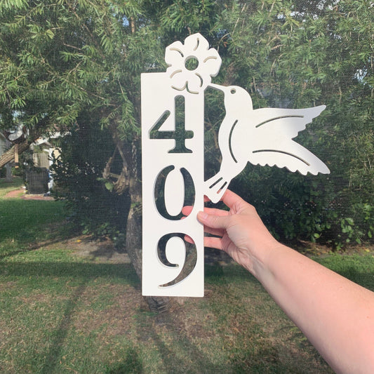 Hummingbird Address Plaque - Coastal Outdoor Number Sign (10.5x15")