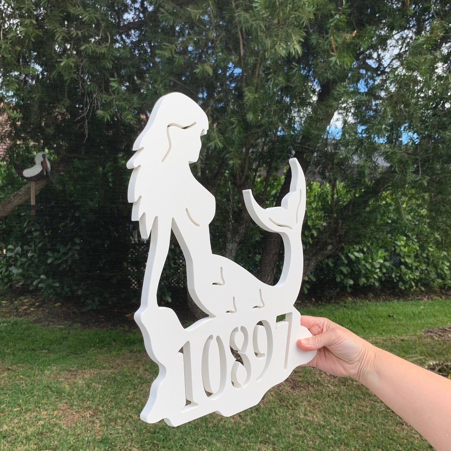 Mermaid Address Plaque - Coastal Outdoor Custom Sign