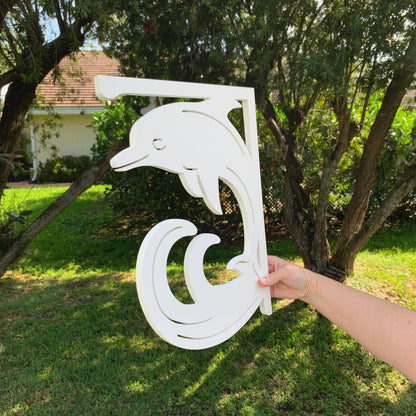 Dolphin Mailbox Bracket - Medium Coastal Outdoor Decor (12x16 inch)