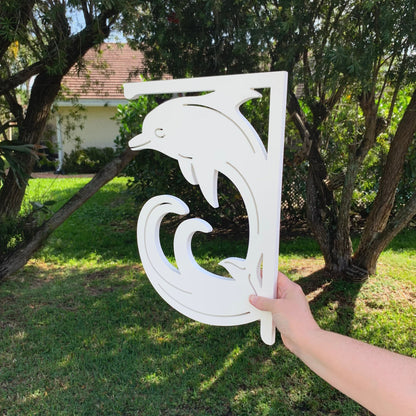 Dolphin Mailbox Bracket - Medium Coastal Outdoor Decor (12x16 inch)