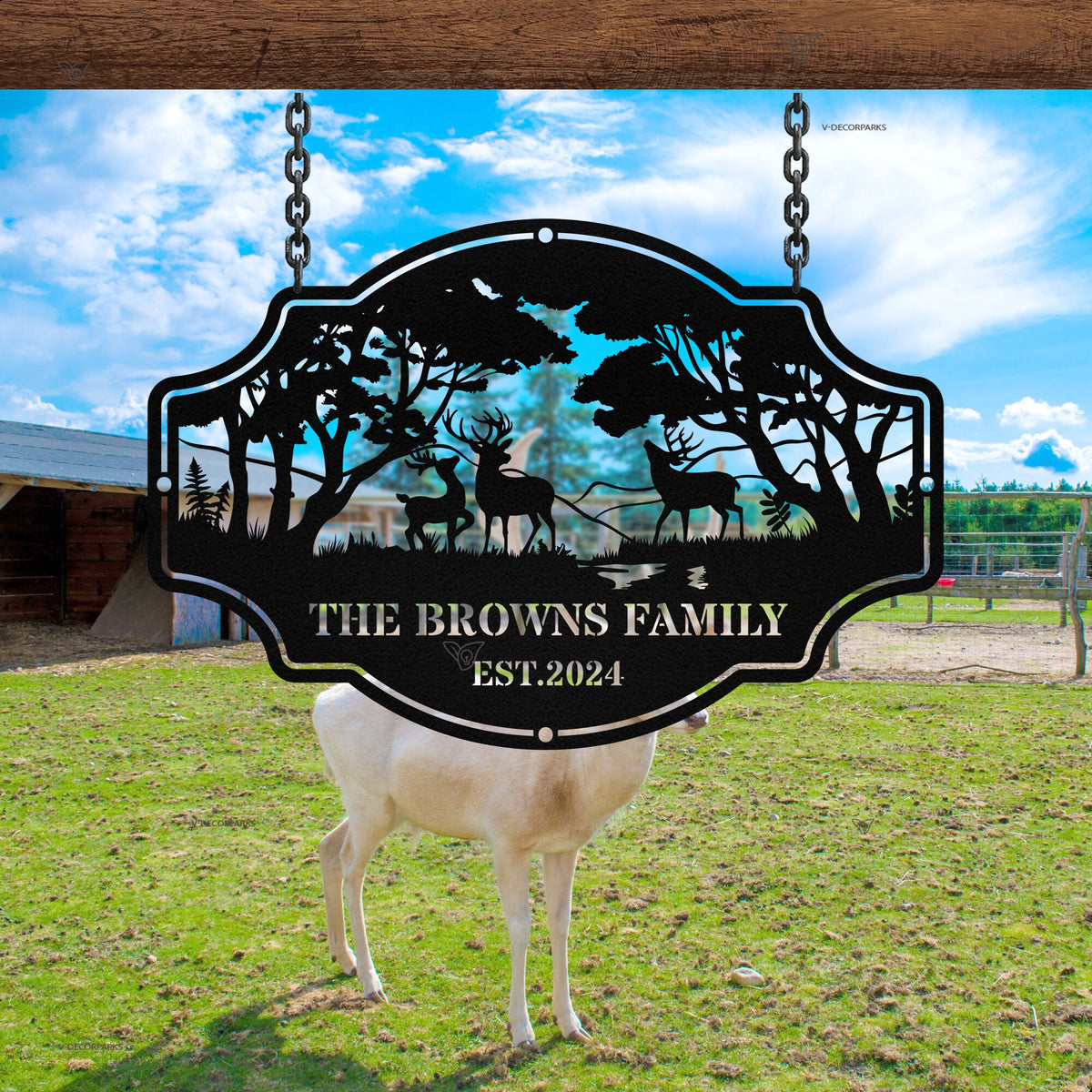 Personalized Deer Metal Cabin Sign, Deer Hunter Gift, Custom Family Name Sign, Custom Last Name Monogram, Outdoor Decor, Cabin Decor