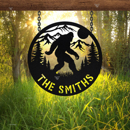 Custom Sasquatch Metal Sign, Personalized Bigfoot Metal Sign, Bigfoot Mountain Metal Sign, Bigfoot Yard Decor, Cabin Decor
