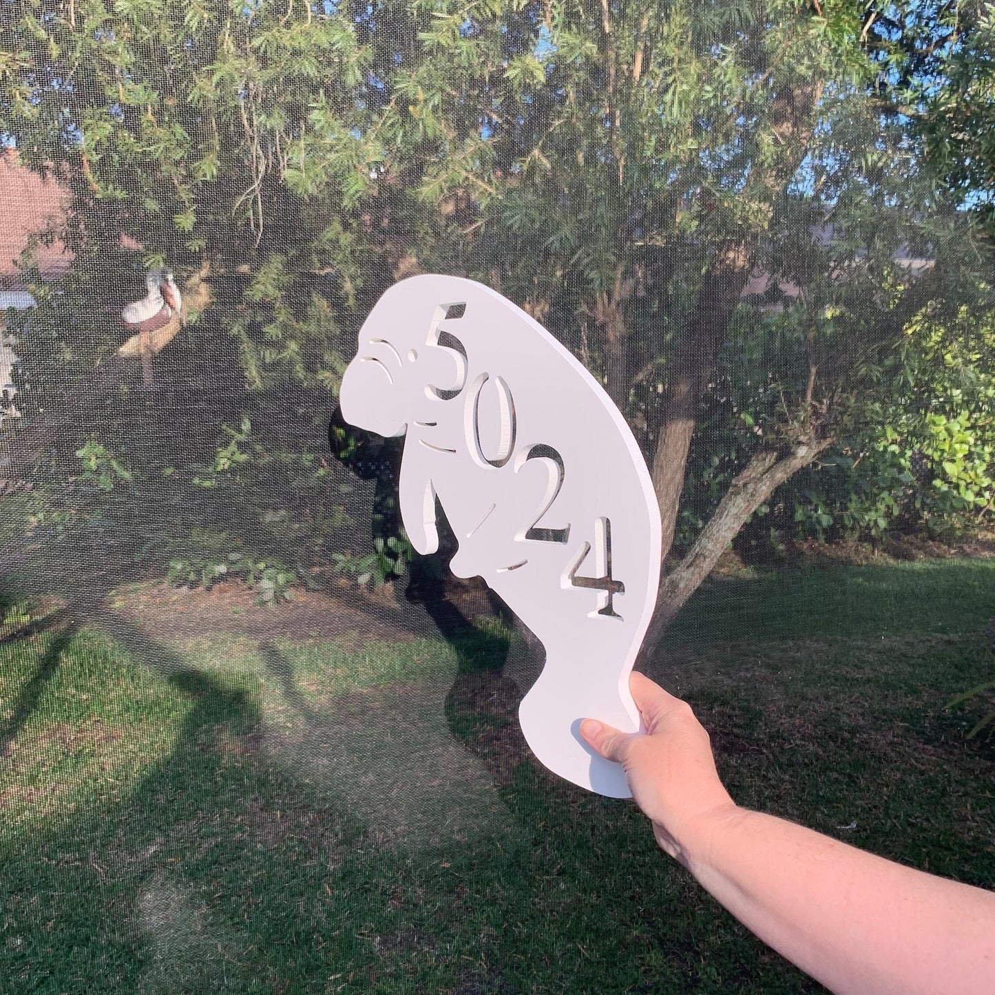 Manatee Address Plaque - Coastal Outdoor Decor, Personalized House Number Sign