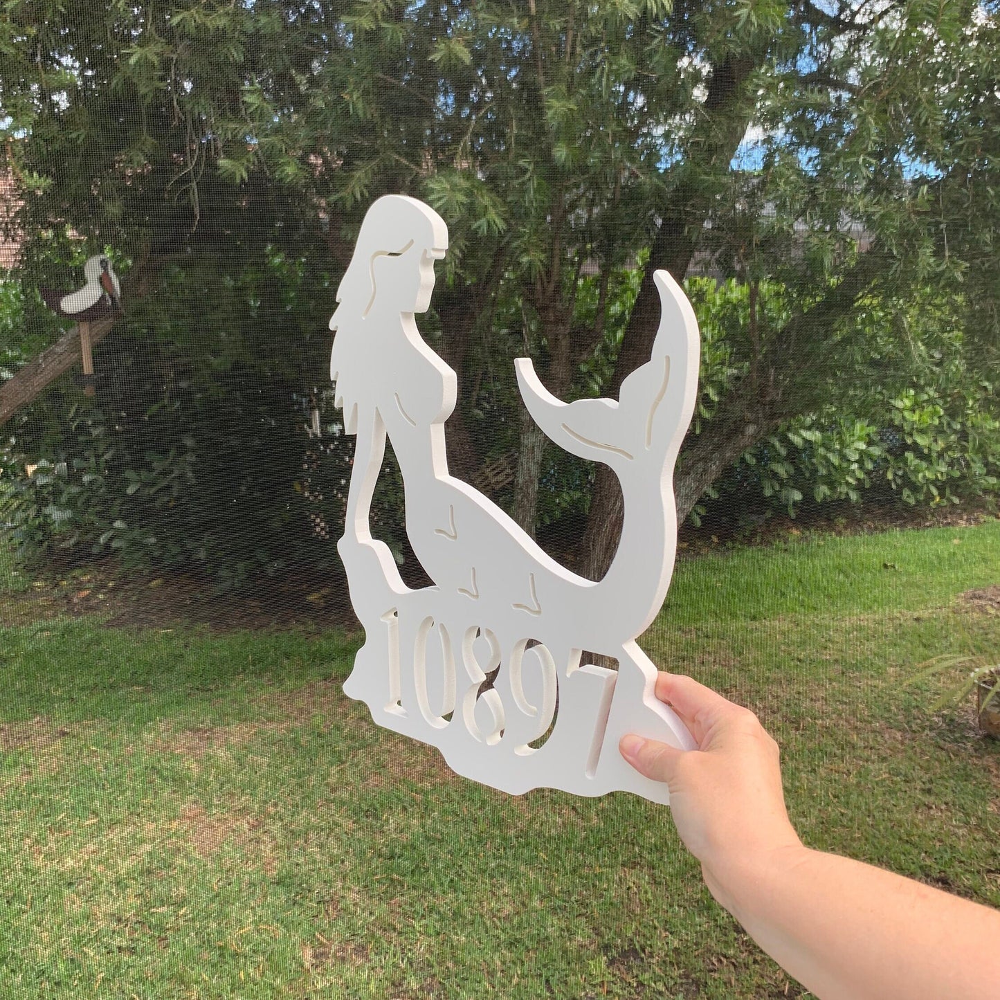 Mermaid Address Plaque - Coastal Outdoor Custom Sign