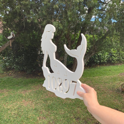 Mermaid Address Plaque - Coastal Outdoor Custom Sign
