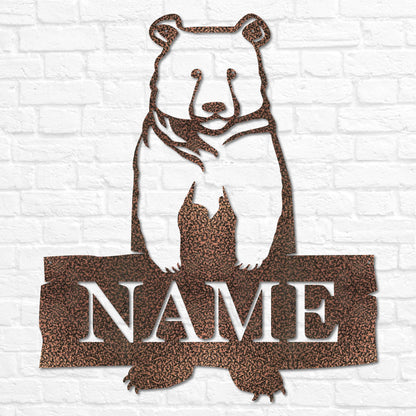 Metal Standing Bear with Name | Personalized Metal Bear Sign, Cabin Decor, Outdoor Bear Decor, Cabin Bear Sign, Door Monogram, Rustic Decor