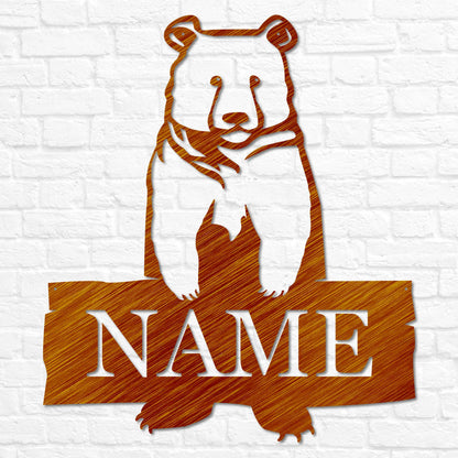 Metal Standing Bear with Name | Personalized Metal Bear Sign, Cabin Decor, Outdoor Bear Decor, Cabin Bear Sign, Door Monogram, Rustic Decor