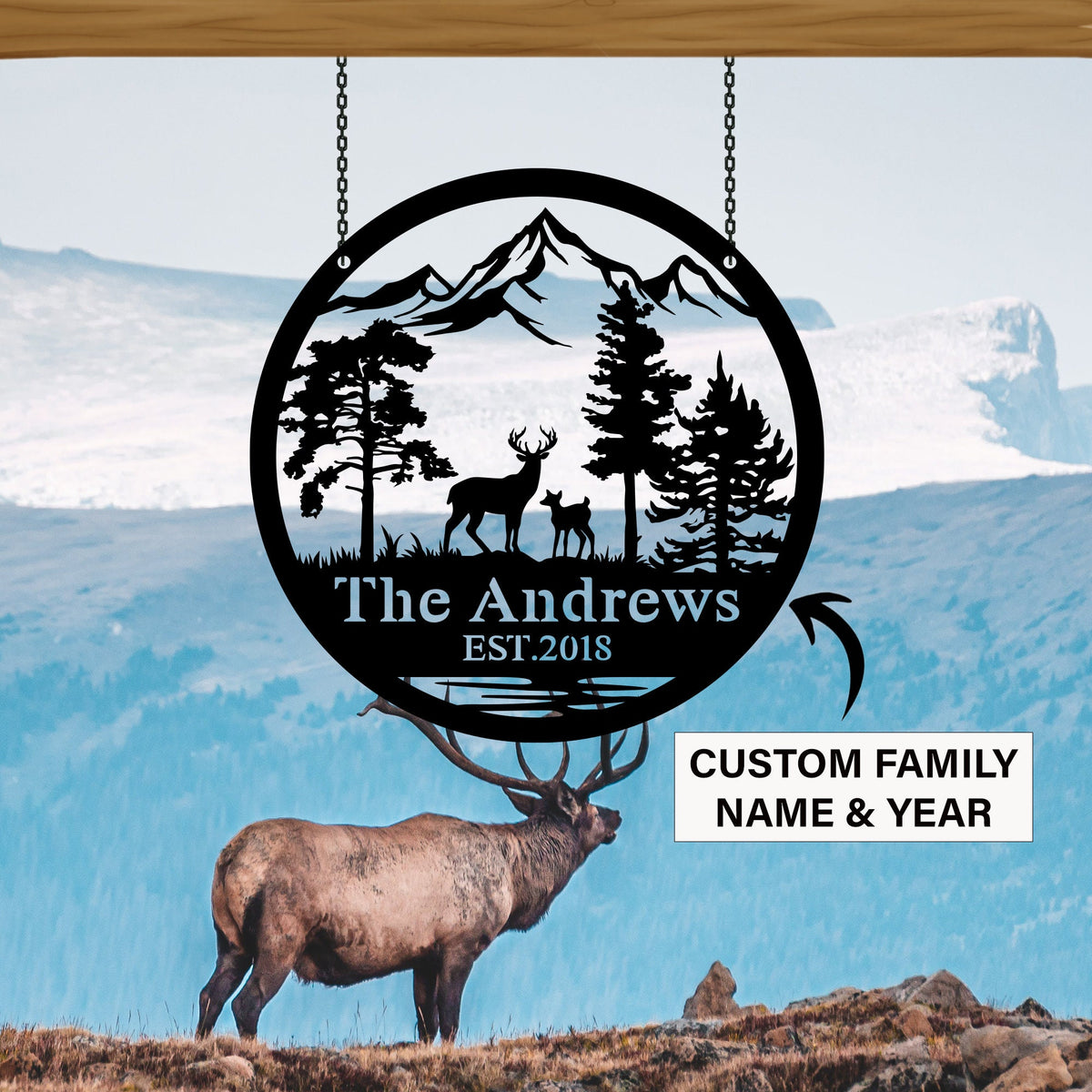 Custom Deer Metal Sign, Cabin decor, Deer Hunter Gift, Personalized Family Name Sign, Lodge Decor, Outdoor Sign, Man Cave Sign