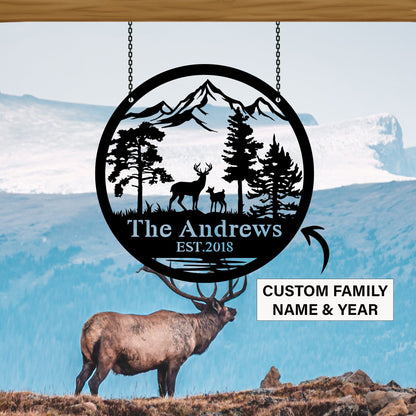 Custom Deer Metal Sign, Cabin decor, Deer Hunter Gift, Personalized Family Name Sign, Lodge Decor, Outdoor Sign, Man Cave Sign