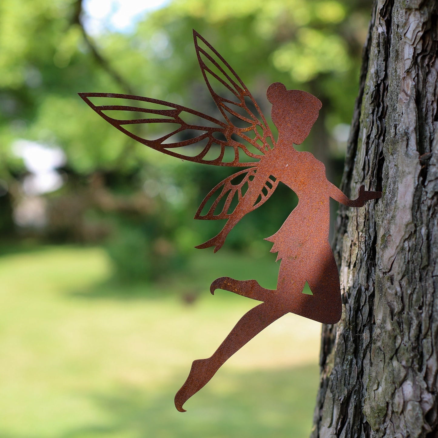 Rusty Fairy Tree Stake | Corten Steel Tree Decoration | Perfect Gift for Fantasy Fans | Rustic Garden Decoration | Outdoor Decor | Garden
