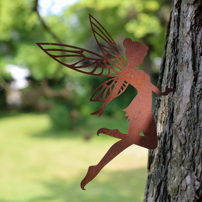 Rusty Fairy Tree Stake | Corten Steel Tree Decoration | Perfect Gift for Fantasy Fans | Rustic Garden Decoration | Outdoor Decor | Garden