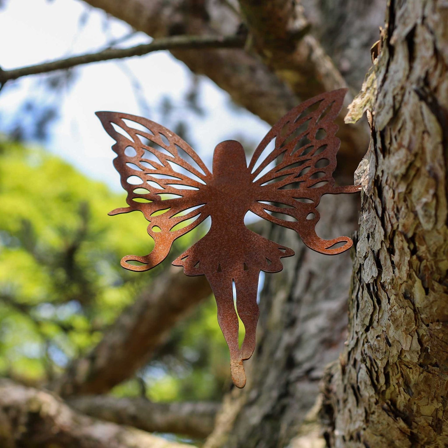 Flying Fairy Tree Stake | Handcrafted Tree Décor | Fantasy Garden Figure | Gift for Her | Fairy Garden Decoration | Rustic Garden Sculpture