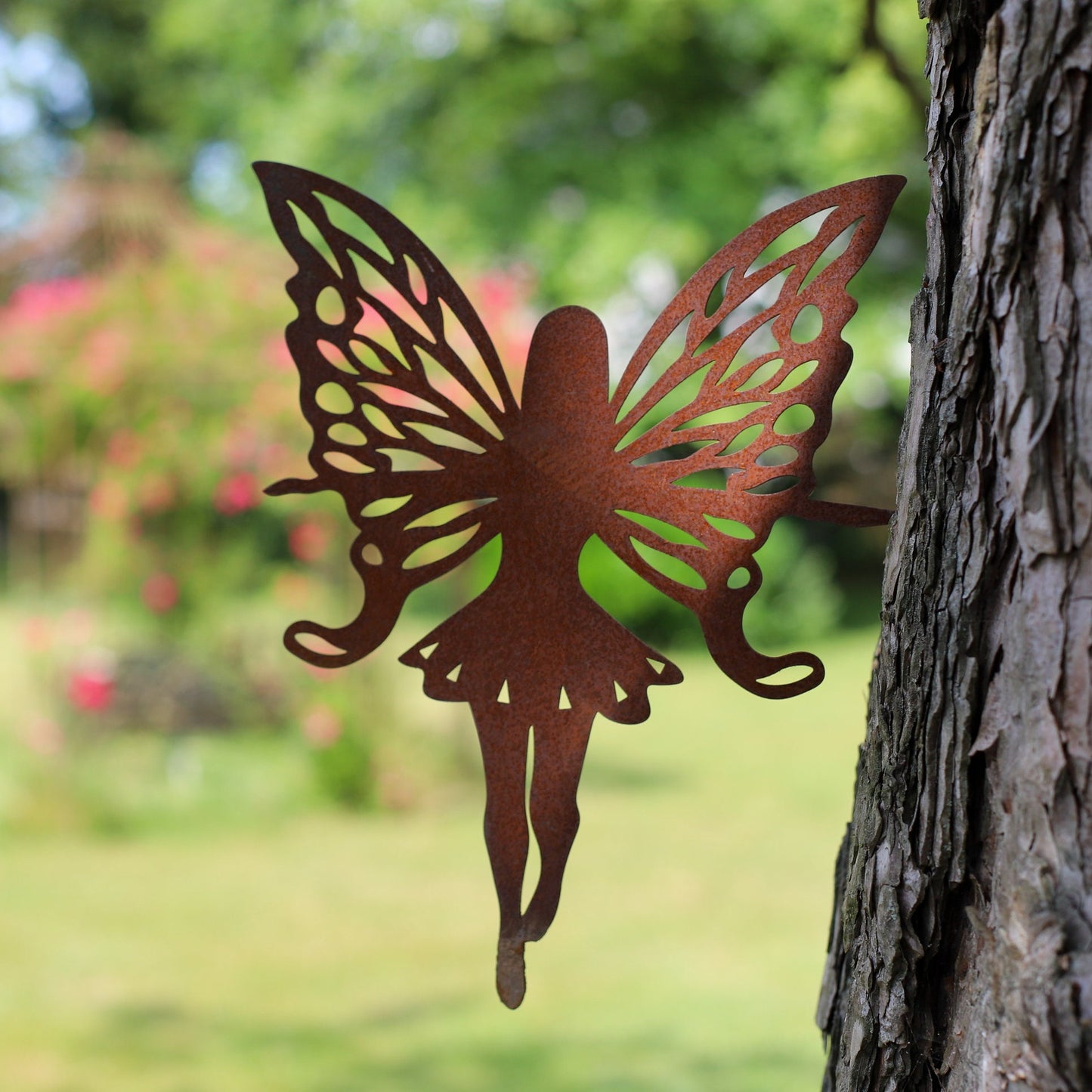 Flying Fairy Tree Stake | Handcrafted Tree Décor | Fantasy Garden Figure | Gift for Her | Fairy Garden Decoration | Rustic Garden Sculpture