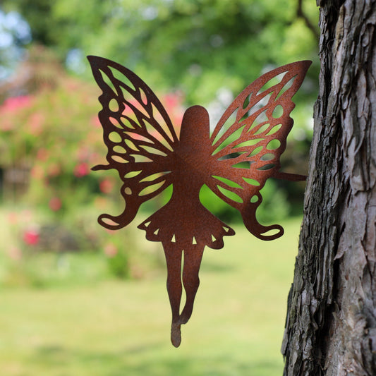 Flying Fairy Tree Stake | Handcrafted Tree Décor | Fantasy Garden Figure | Gift for Her | Fairy Garden Decoration | Rustic Garden Sculpture